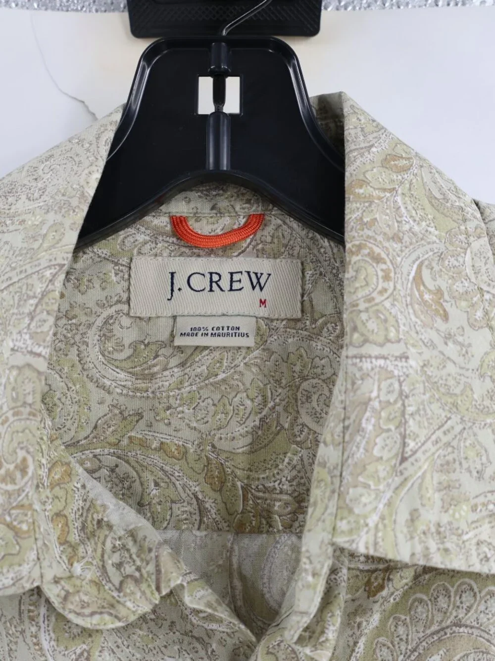 Vintage J Crew Shirt Men Medium AOP Paisley Short Sleeve Cotton Button Up Casual